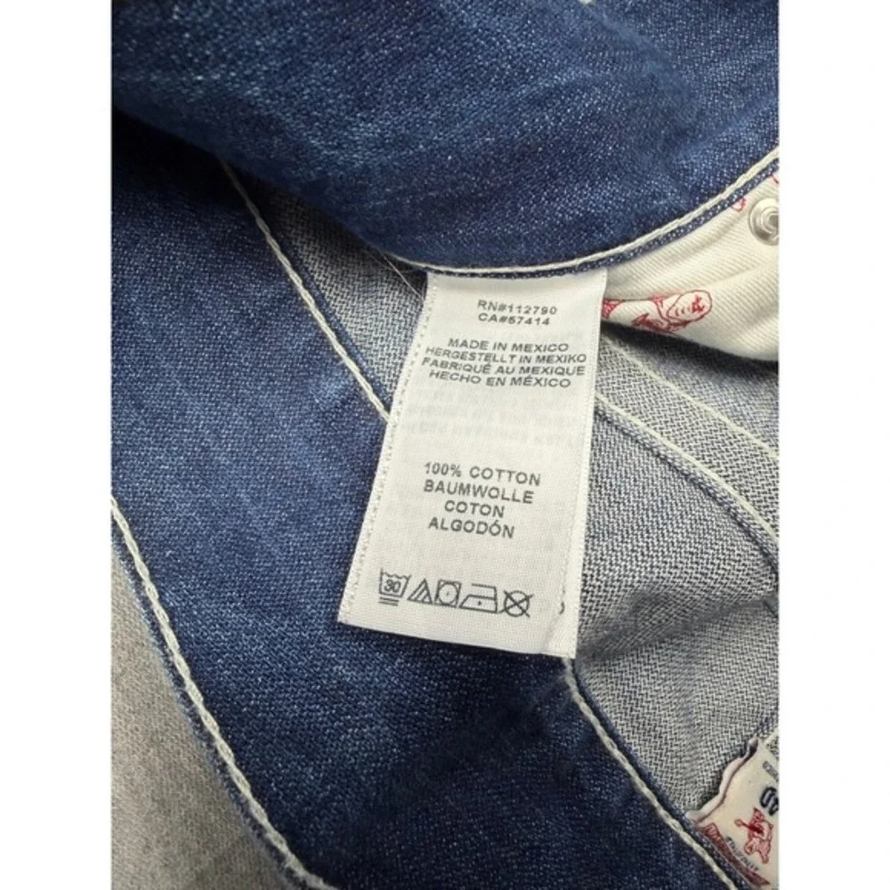 True Religion‎ Mens Straight Leg Jeans Medium Wash Red Rope Stitch Size 40